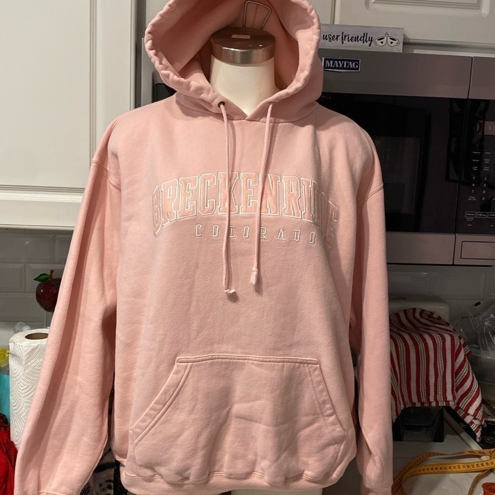 L womens BAC solid pink hood heavy sweatshirt size XL